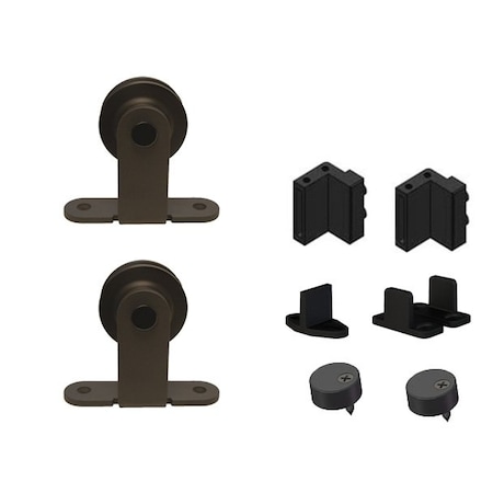 Orca Hardware Double Door Kit, Top Mount Hangers, To Be Used With Single Flat Track Kit, Black Finish FTTM-DDK-BL